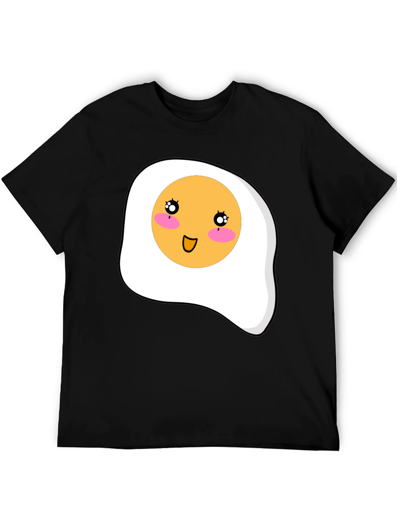 Cute Egg Graphic T-Shirt - Black Casual Tee
