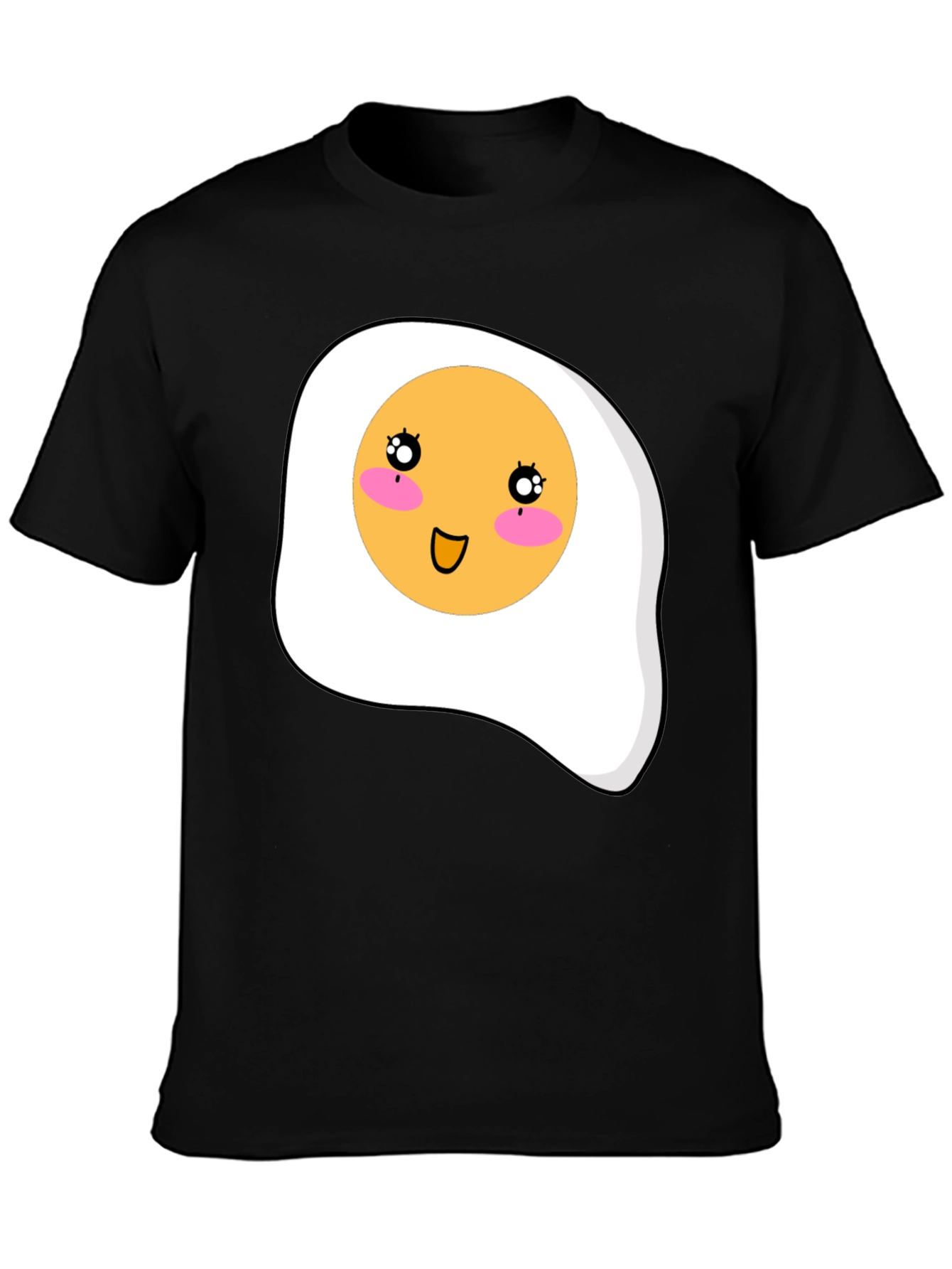 Cute Egg Graphic T-Shirt - Black Casual Tee