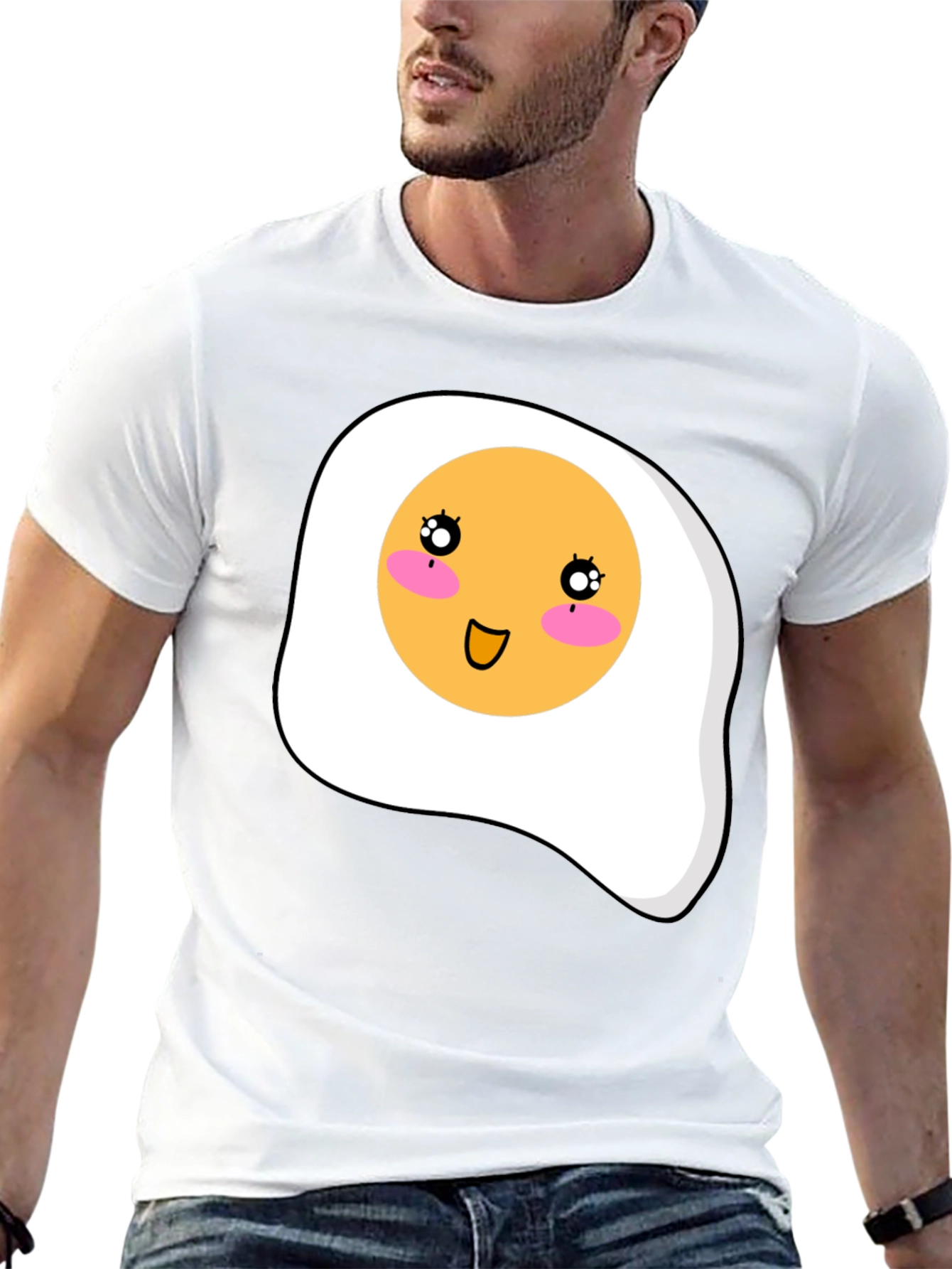 Cute Egg Graphic T-Shirt - Black Casual Tee