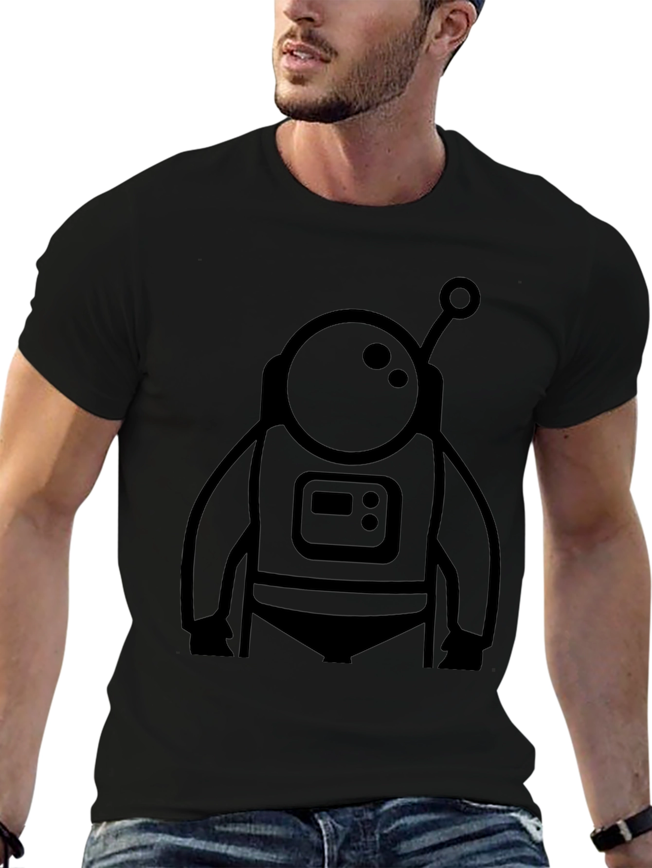 Astronaut Graphic Tee - Black Novelty T-Shirt