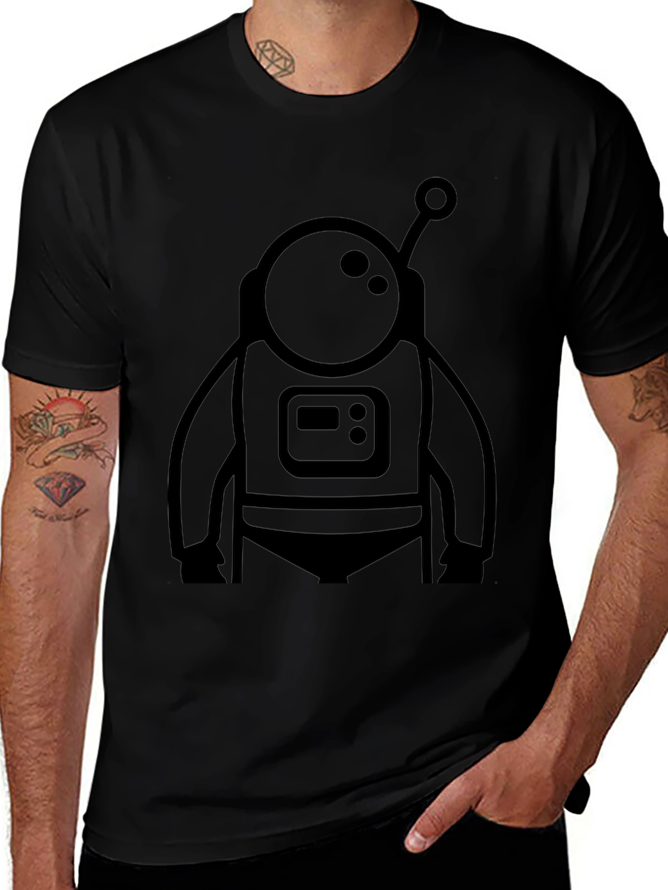 Astronaut Graphic Tee - Black Novelty T-Shirt