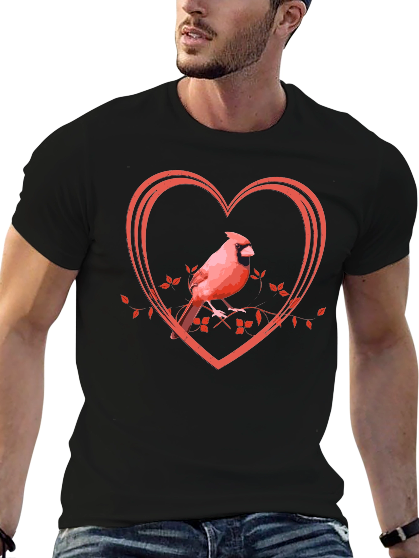 Cardinal Heart Graphic Tee - Black Unisex T-Shirt