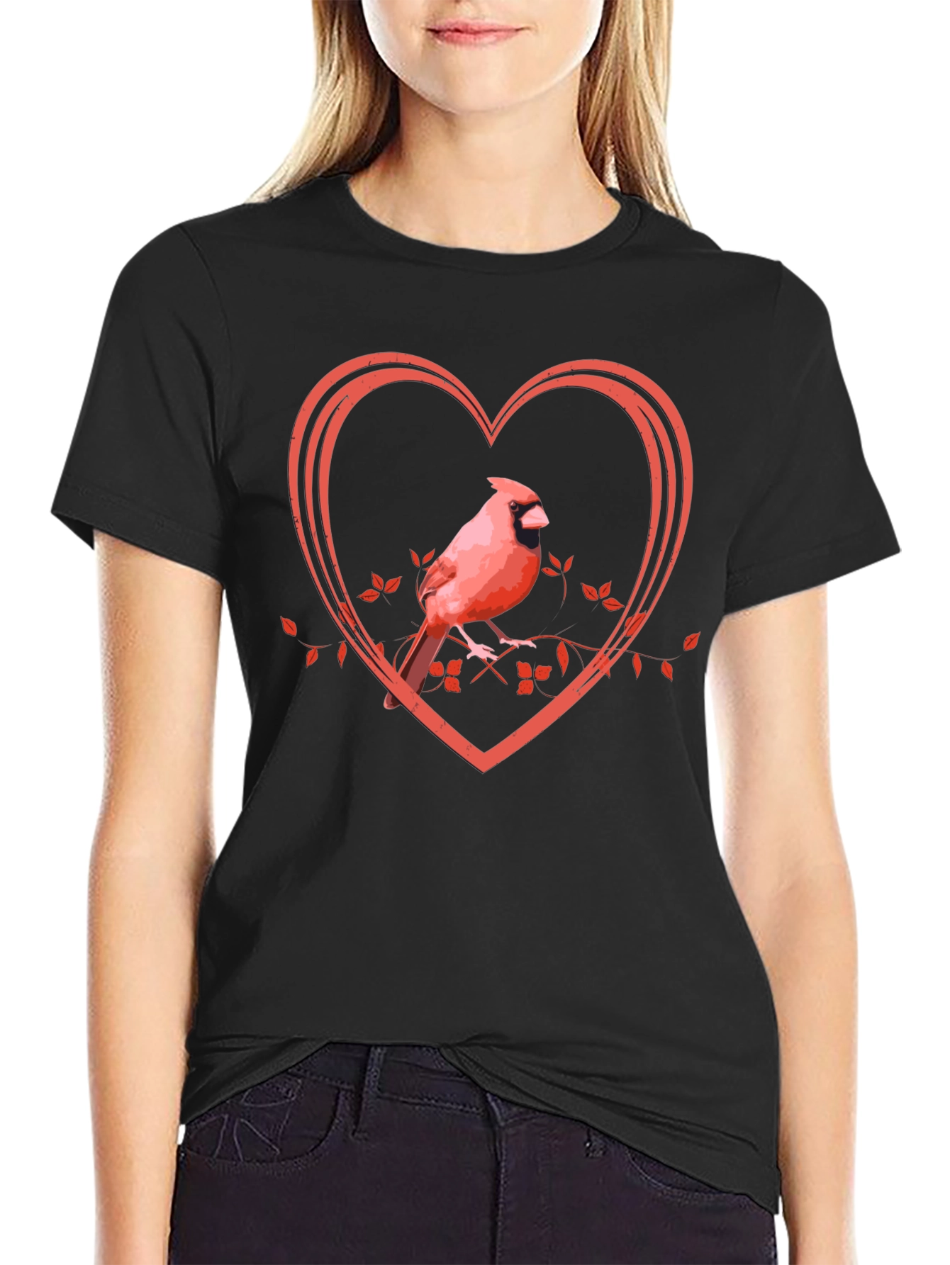 Cardinal Heart Graphic Tee - Black Unisex T-Shirt