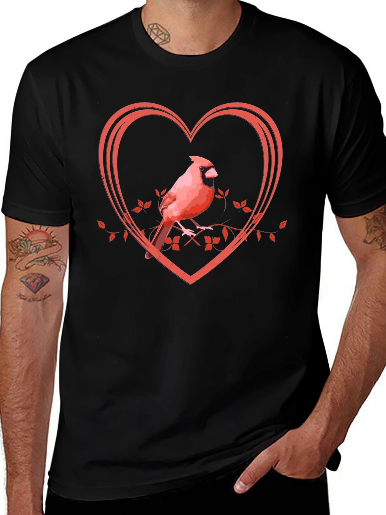 Cardinal Heart Graphic Tee - Black Unisex T-Shirt