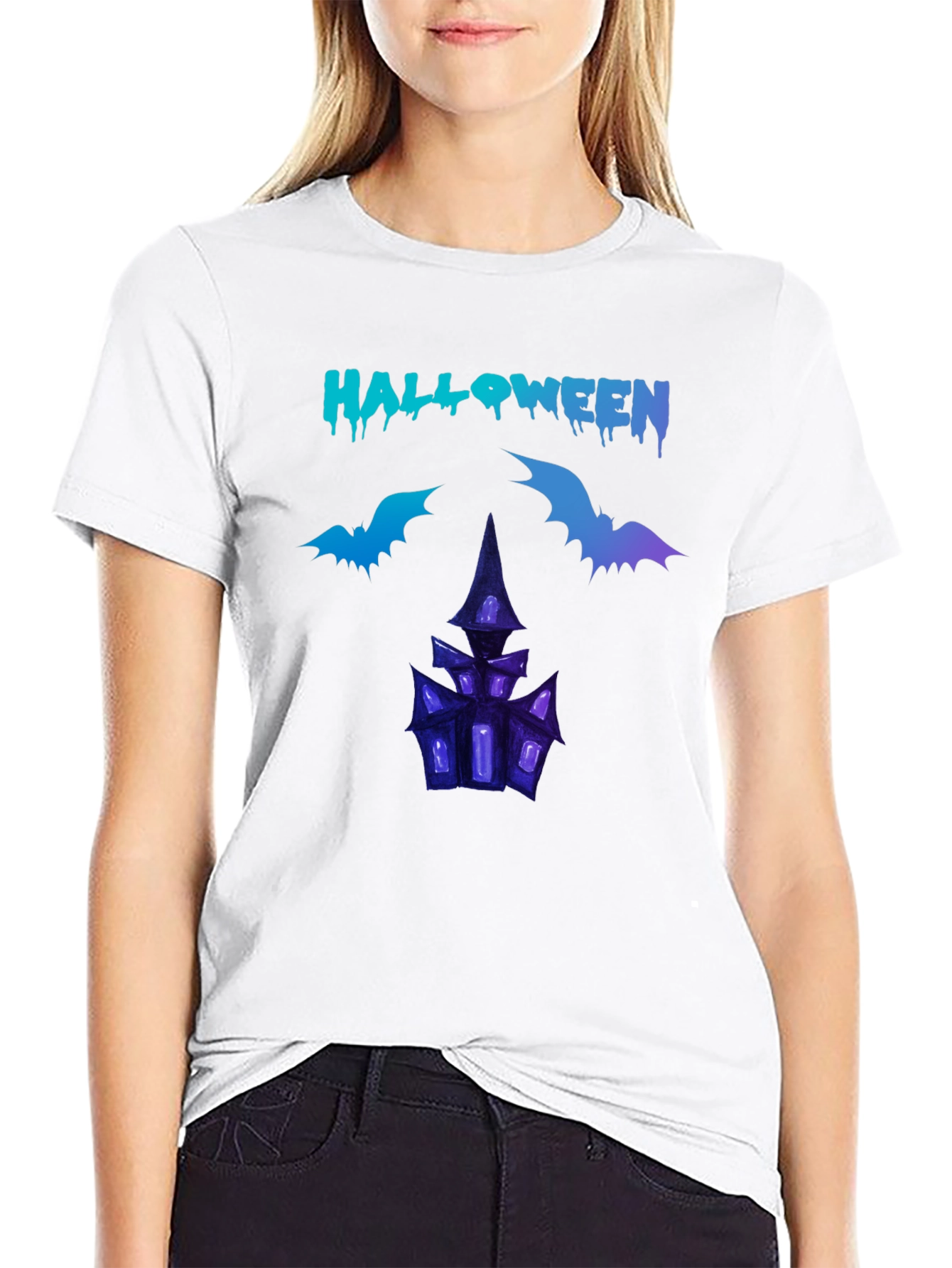 Halloween T-Shirt with Spooky House Design