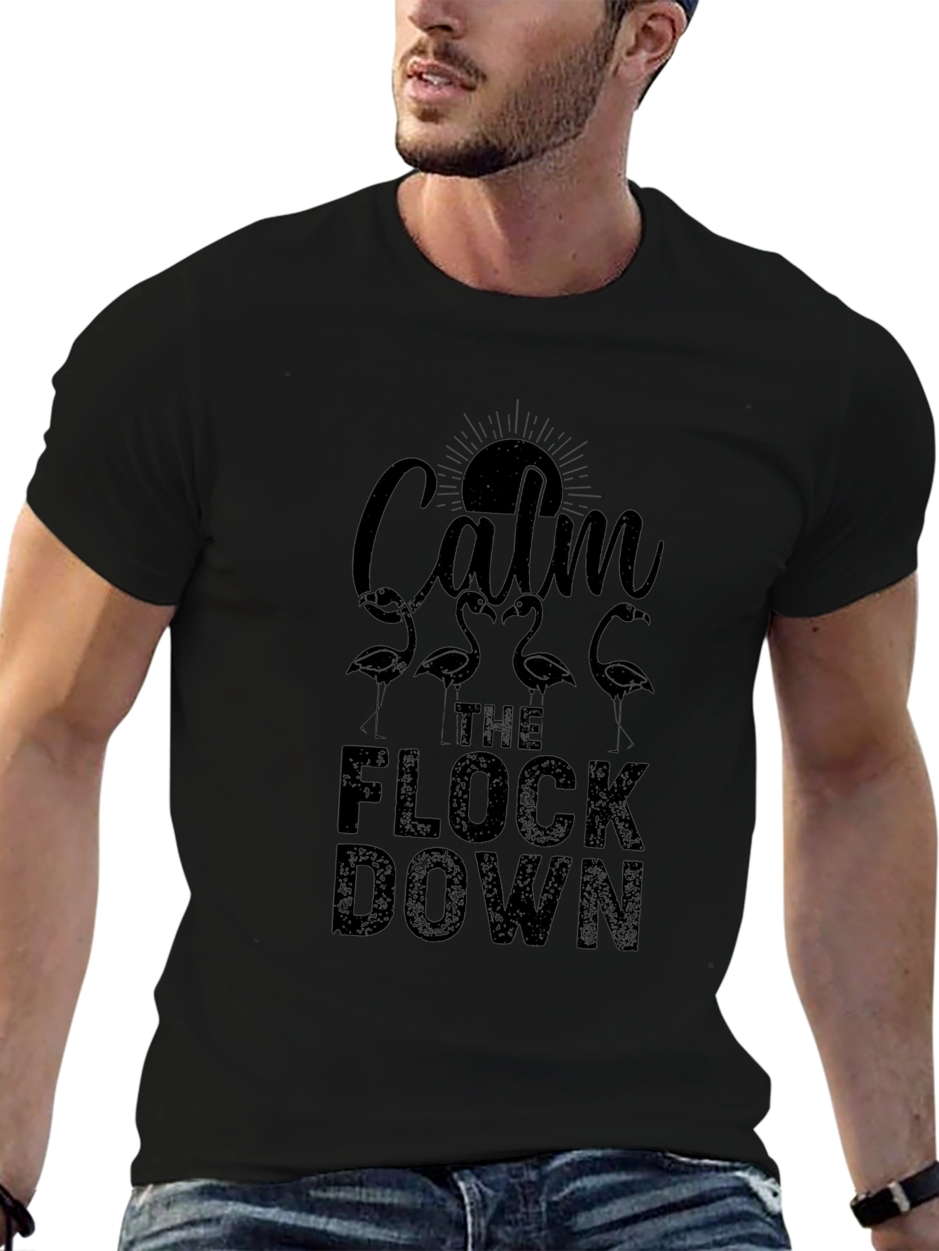 Calm the Flock Down Graphic Tee - Black