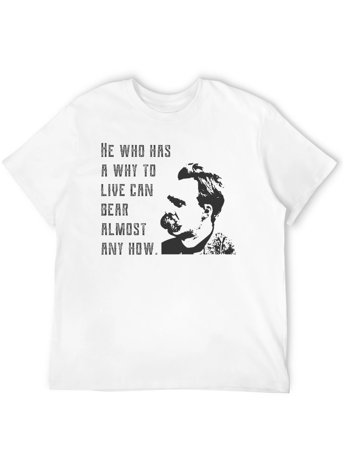 Philosophical Graphic Tee - Nietzsche Quote Black T-Shirt