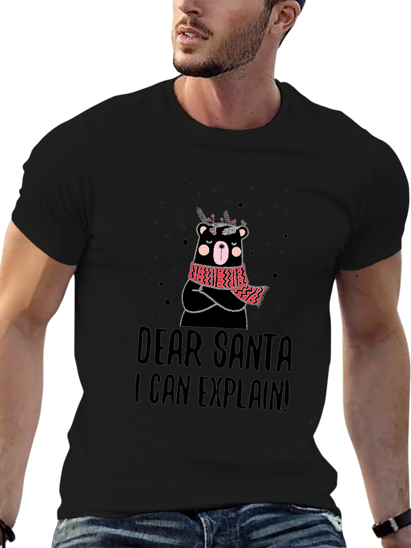 Dear Santa I Can Explain Bear Graphic T-Shirt