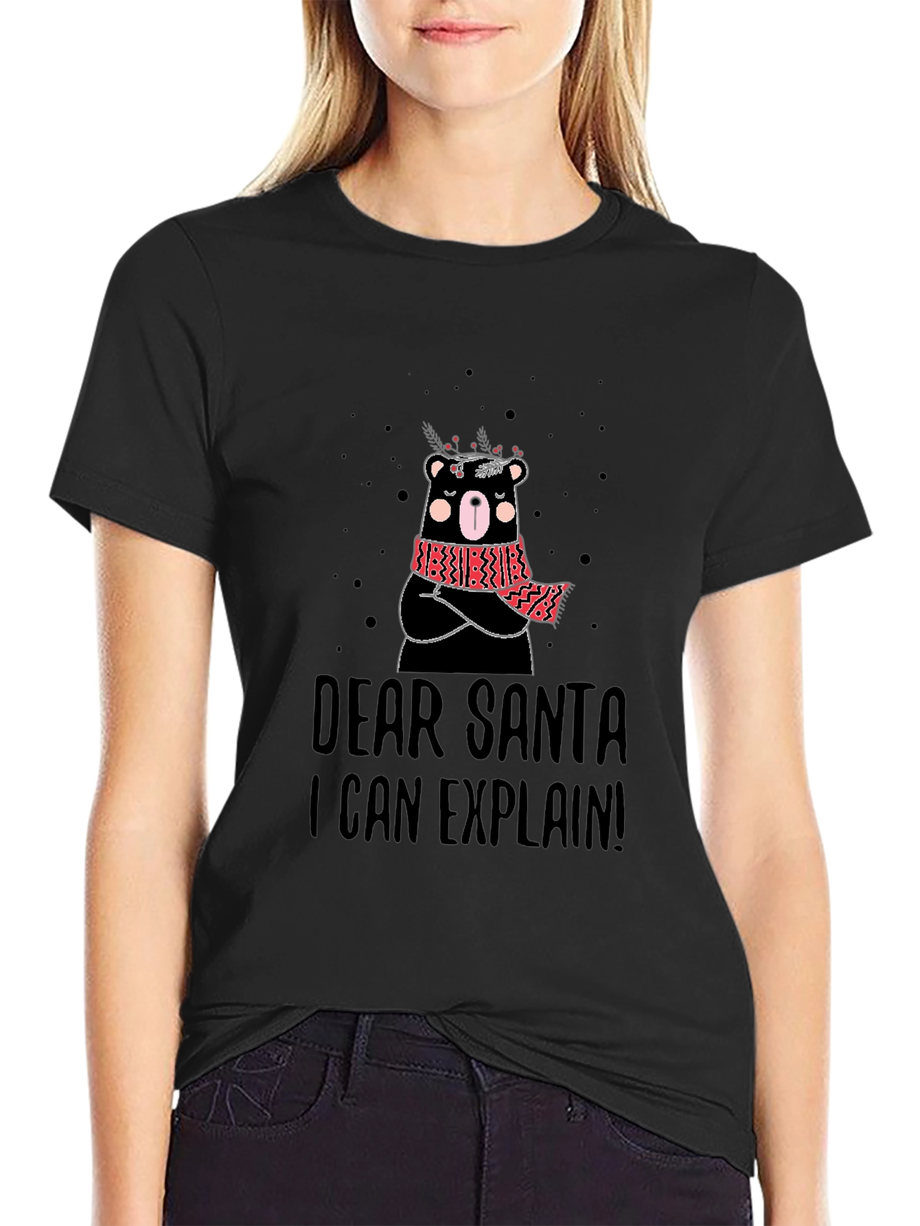Dear Santa I Can Explain Bear Graphic T-Shirt