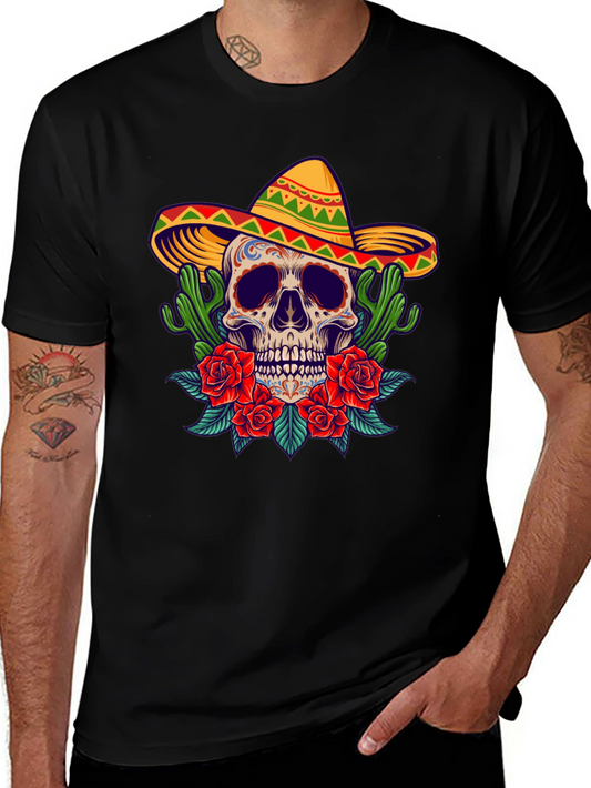 Day of the Dead Skull Graphic T-Shirt