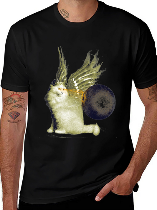 Winged Cat Graphic Tee - Unique Design