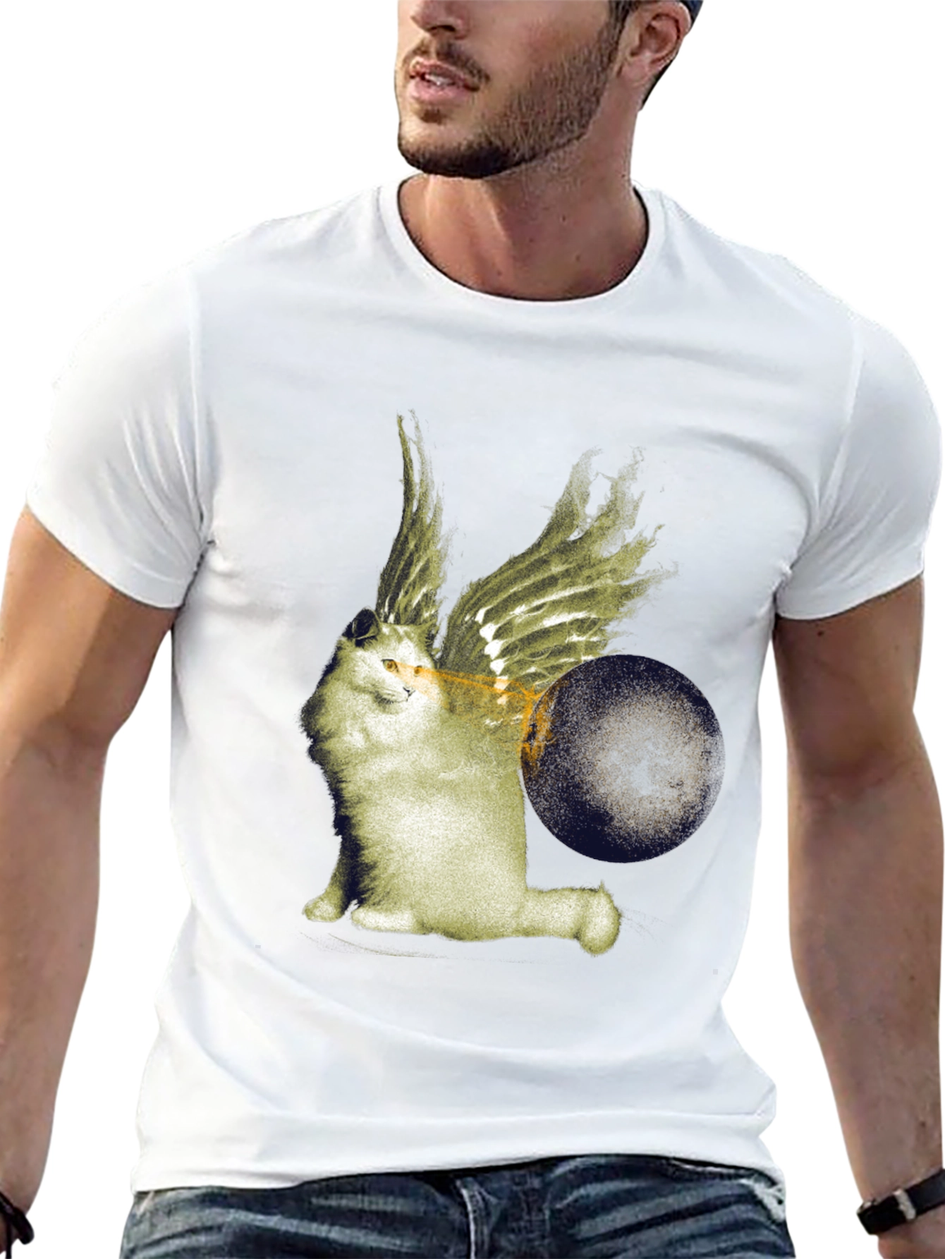 Winged Cat Graphic Tee - Unique Design