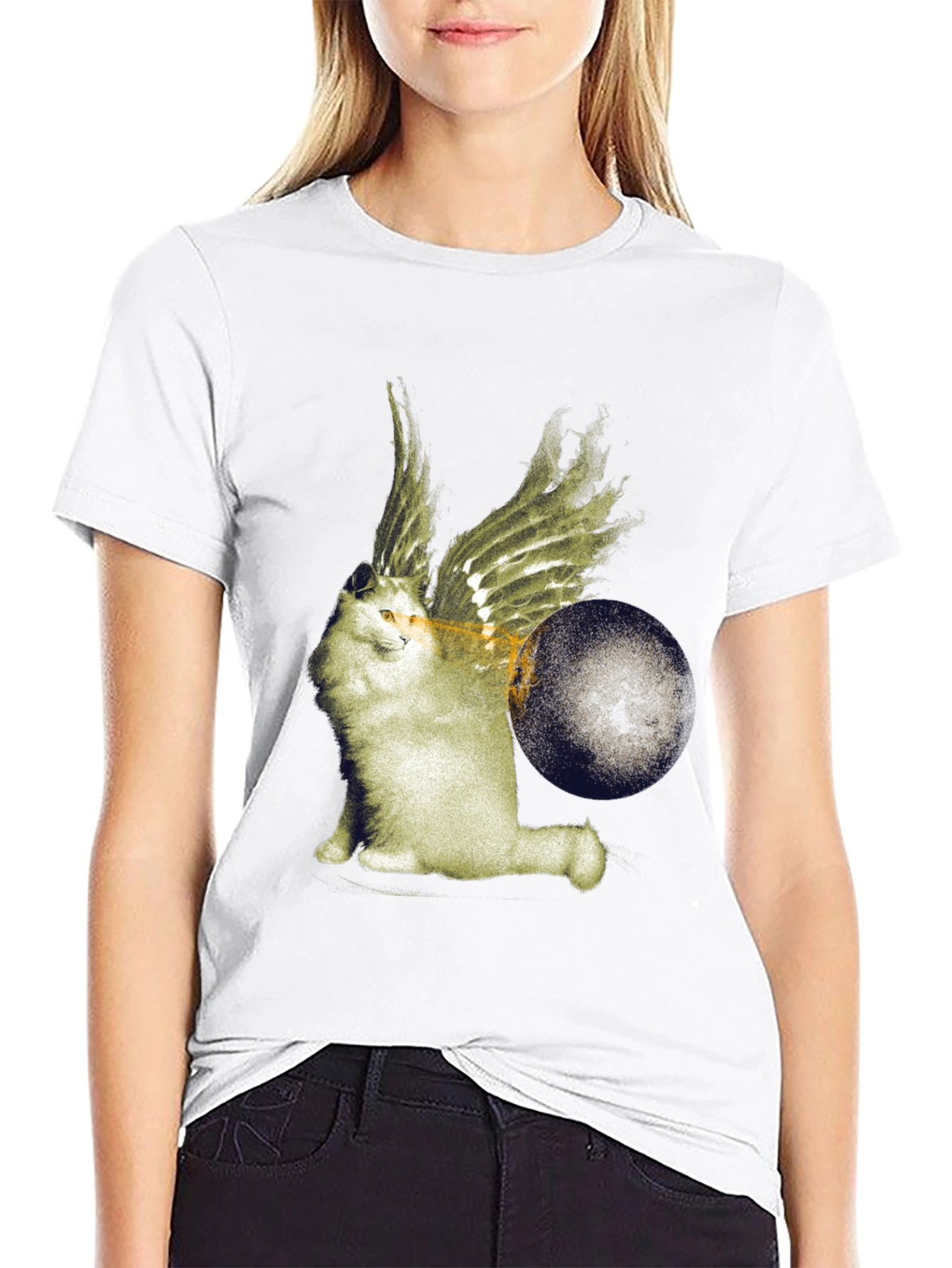 Winged Cat Graphic Tee - Unique Design