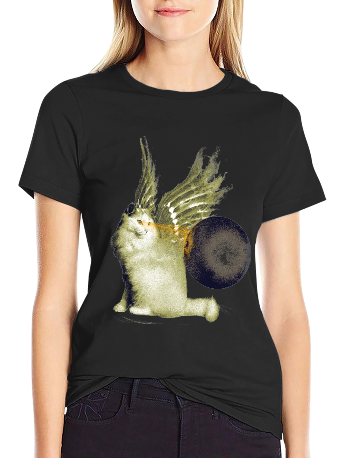 Winged Cat Graphic Tee - Unique Design