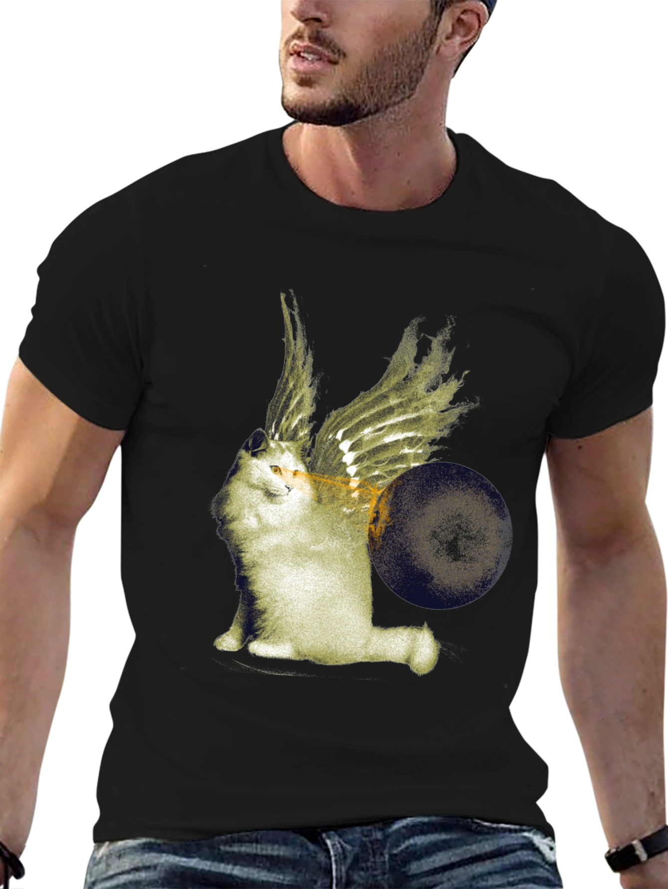 Winged Cat Graphic Tee - Unique Design