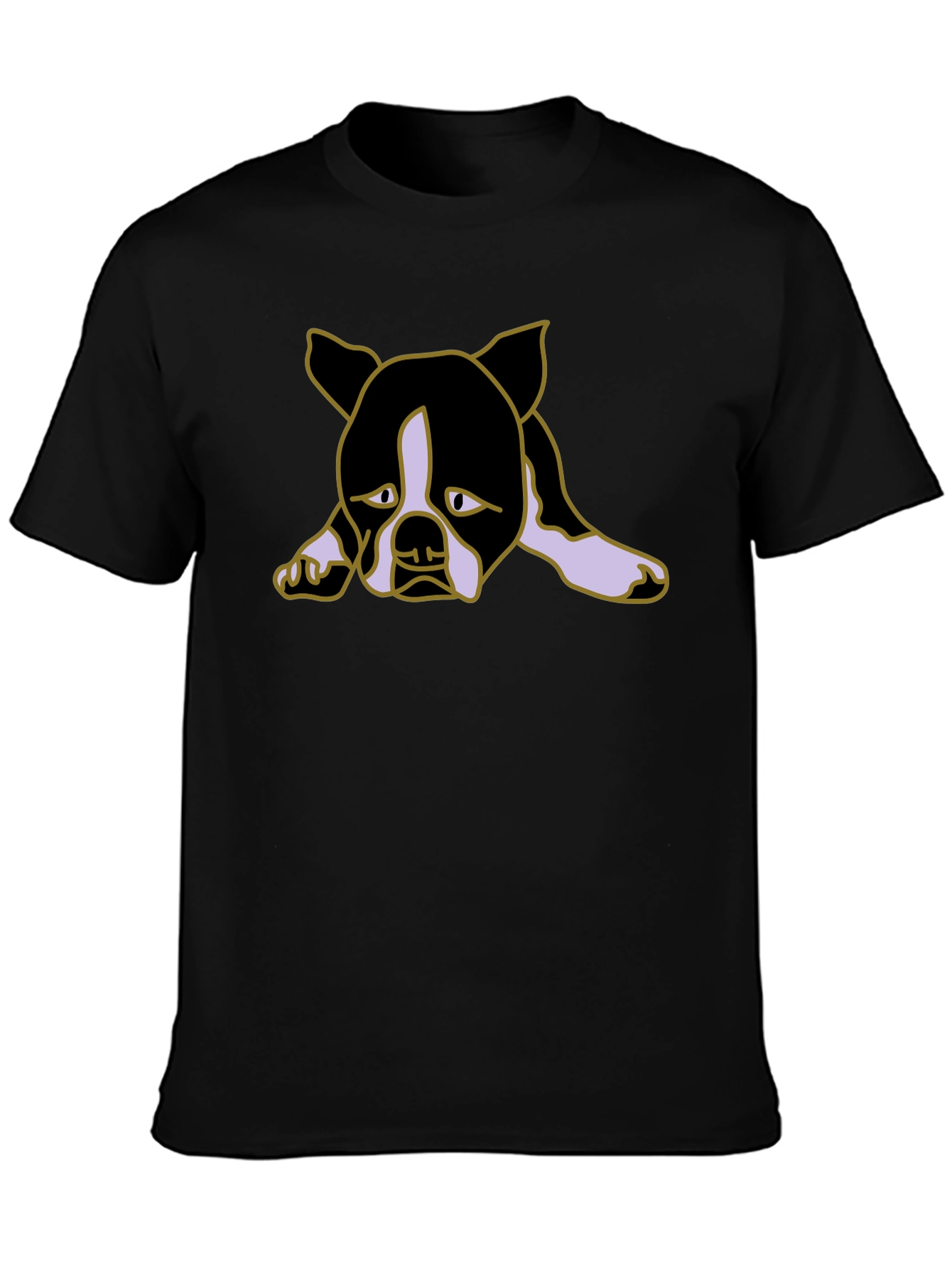 Sad Puppy Dog Graphic Black Tee Shirt
