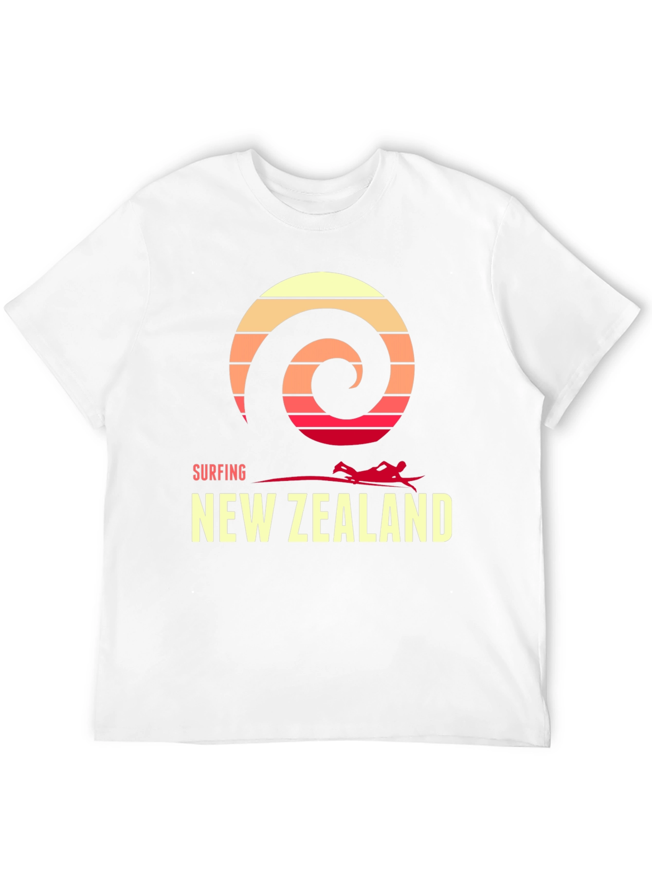 Surfing New Zealand Graphic Tee - Retro Wave Design