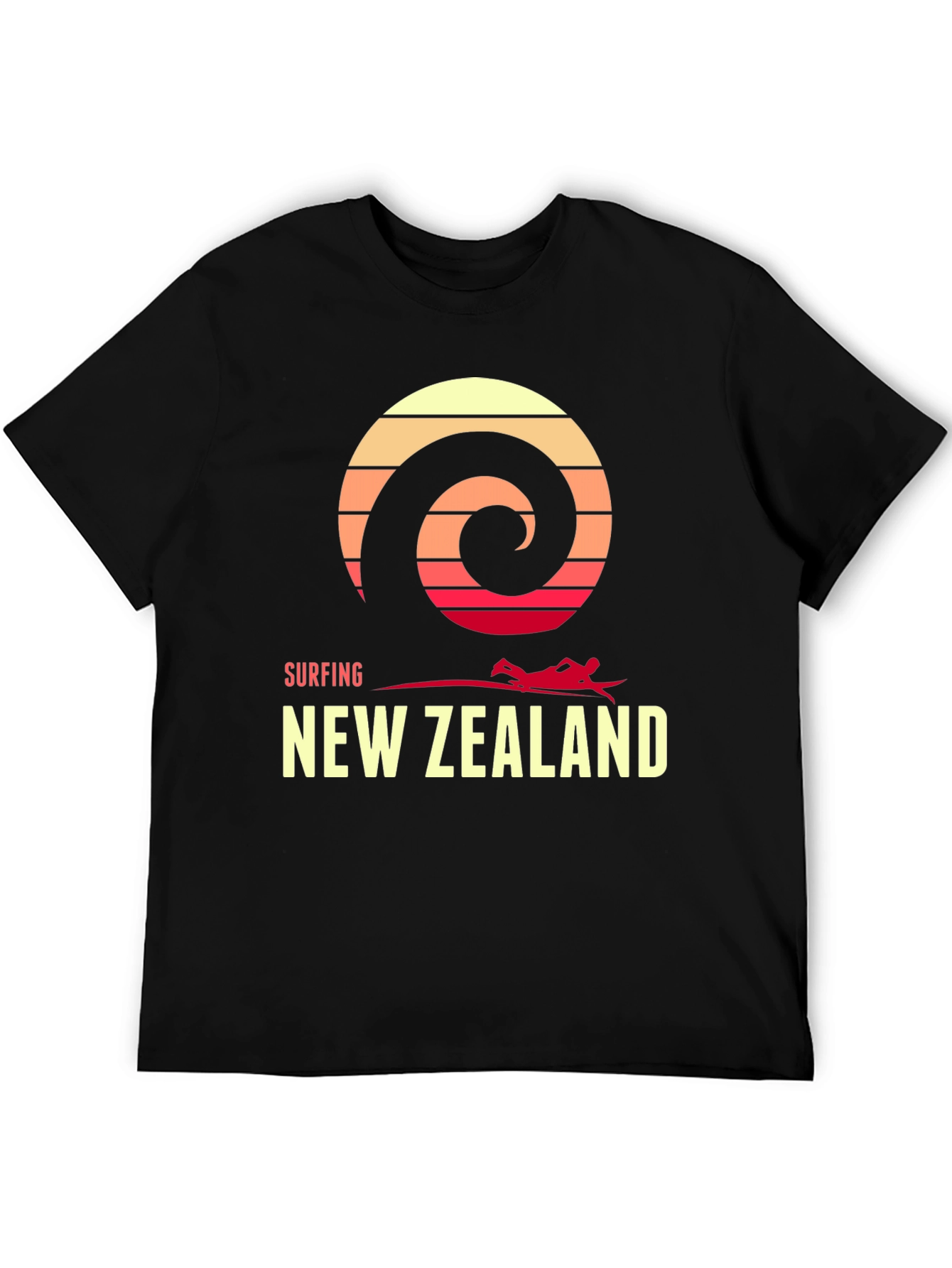 Surfing New Zealand Graphic Tee - Retro Wave Design