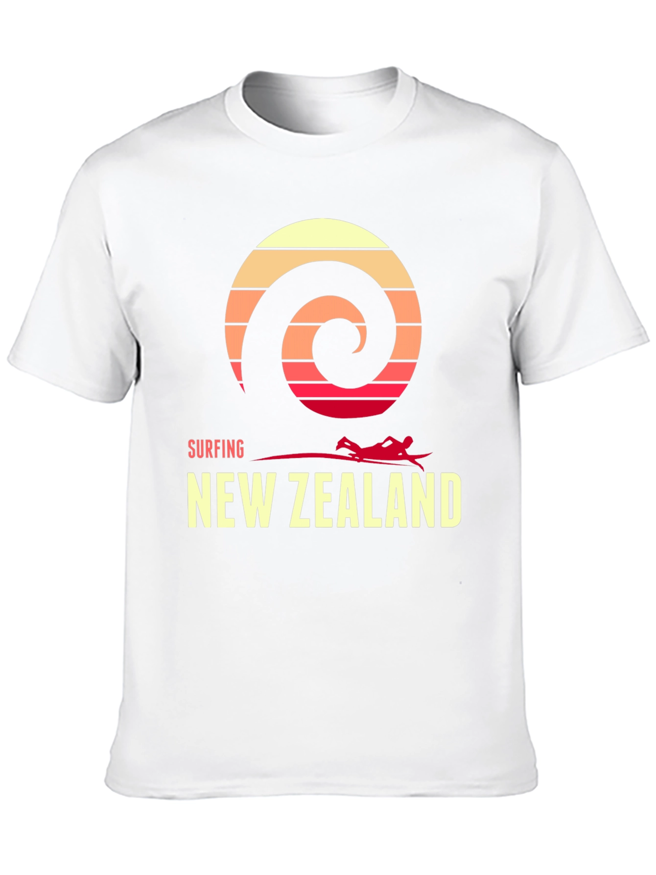Surfing New Zealand Graphic Tee - Retro Wave Design