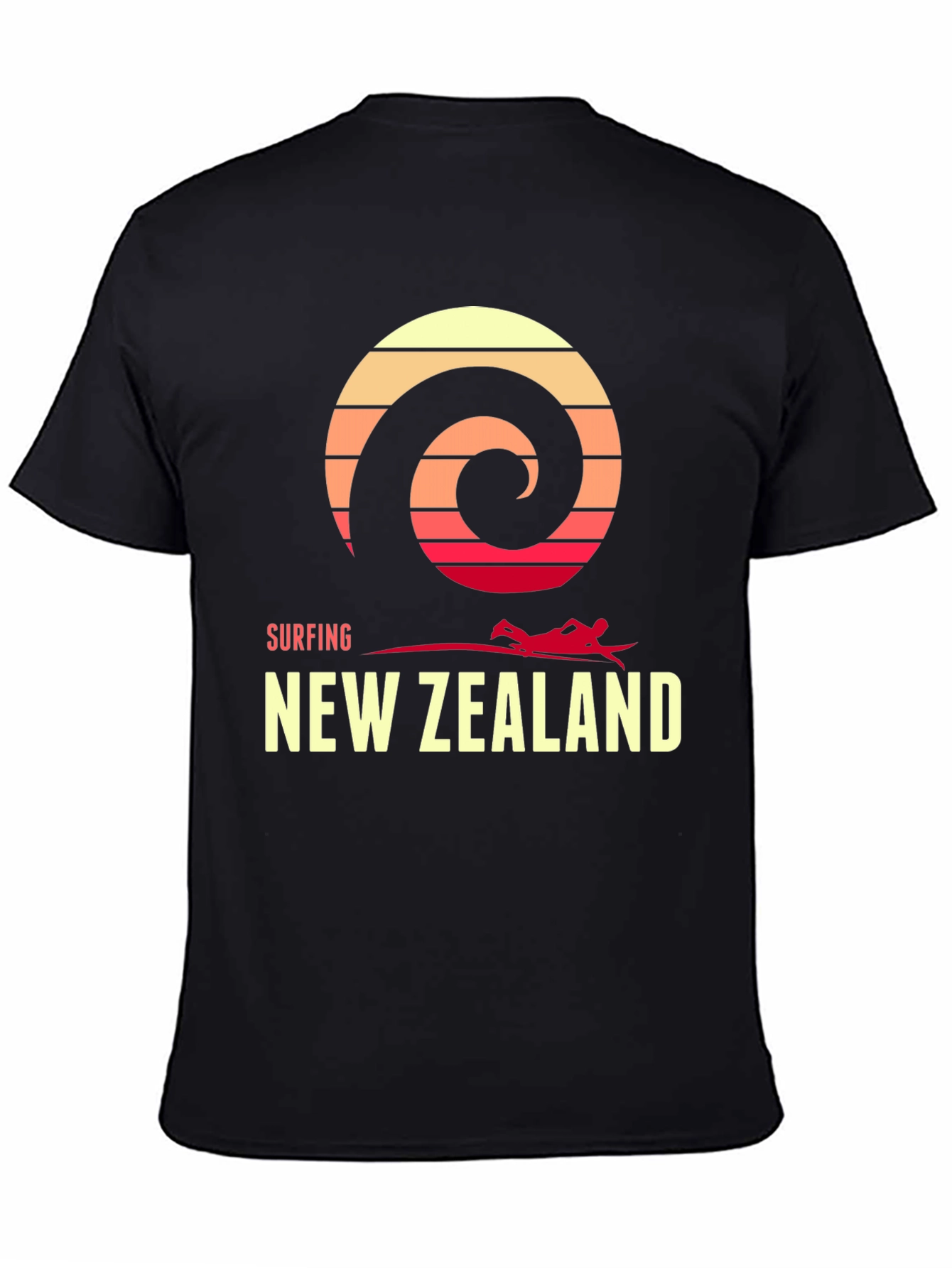 Surfing New Zealand Graphic Tee - Retro Wave Design