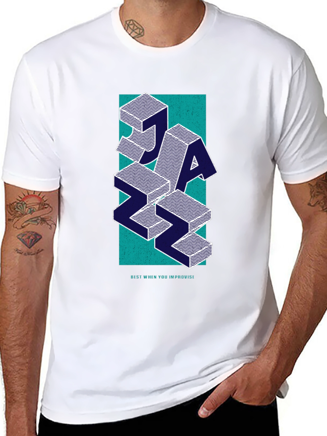 Geometric Jazz Graphic Tee - Black