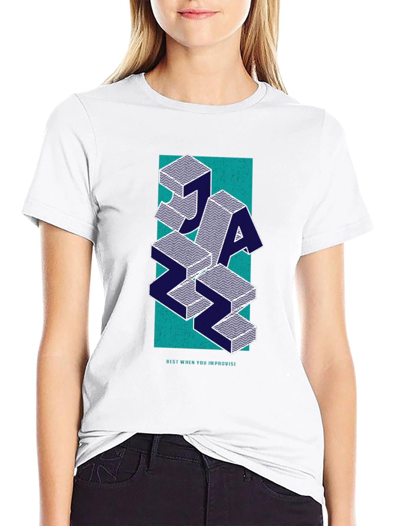Geometric Jazz Graphic Tee - Black