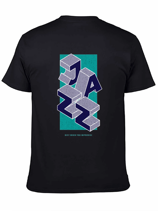 Geometric Jazz Graphic Tee - Black