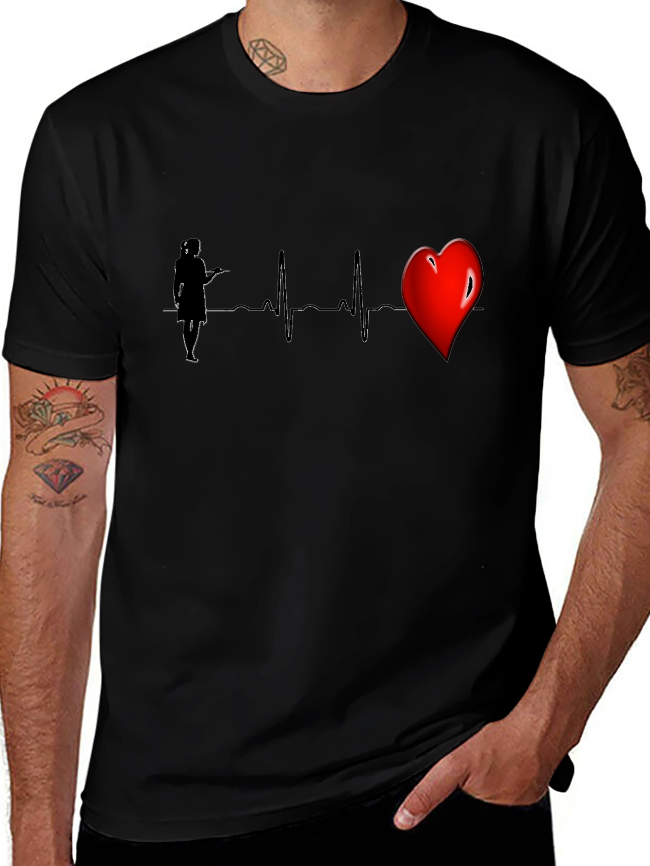 Nurse Heartbeat Graphic Tee - Black