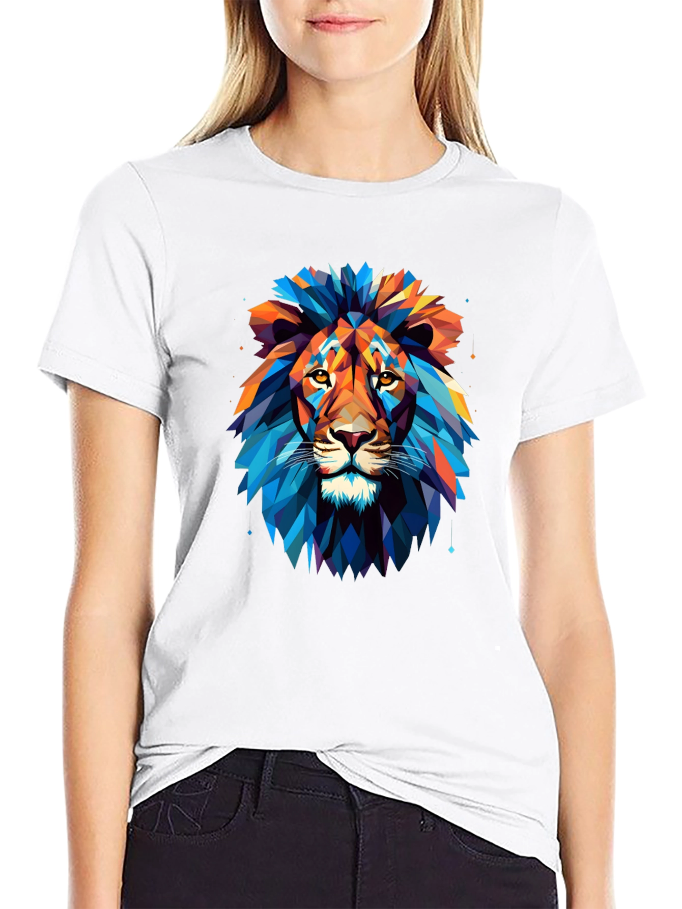 Geometric Lion Graphic T-Shirt - Bold Statement Tee