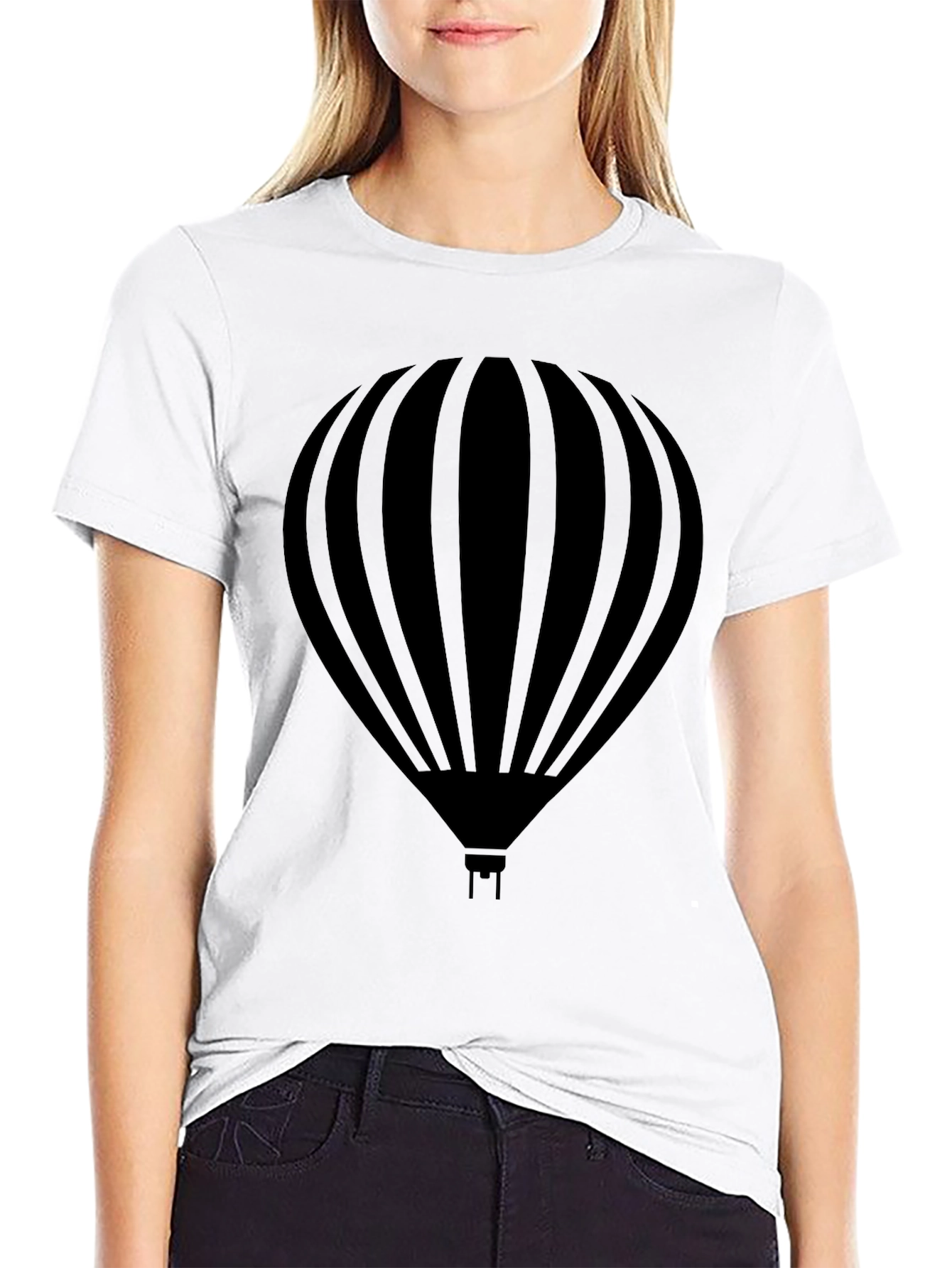 Mens Black Hot Air Balloon Graphic Tee