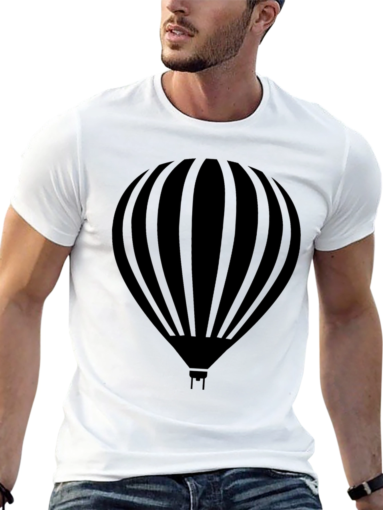 Mens Black Hot Air Balloon Graphic Tee