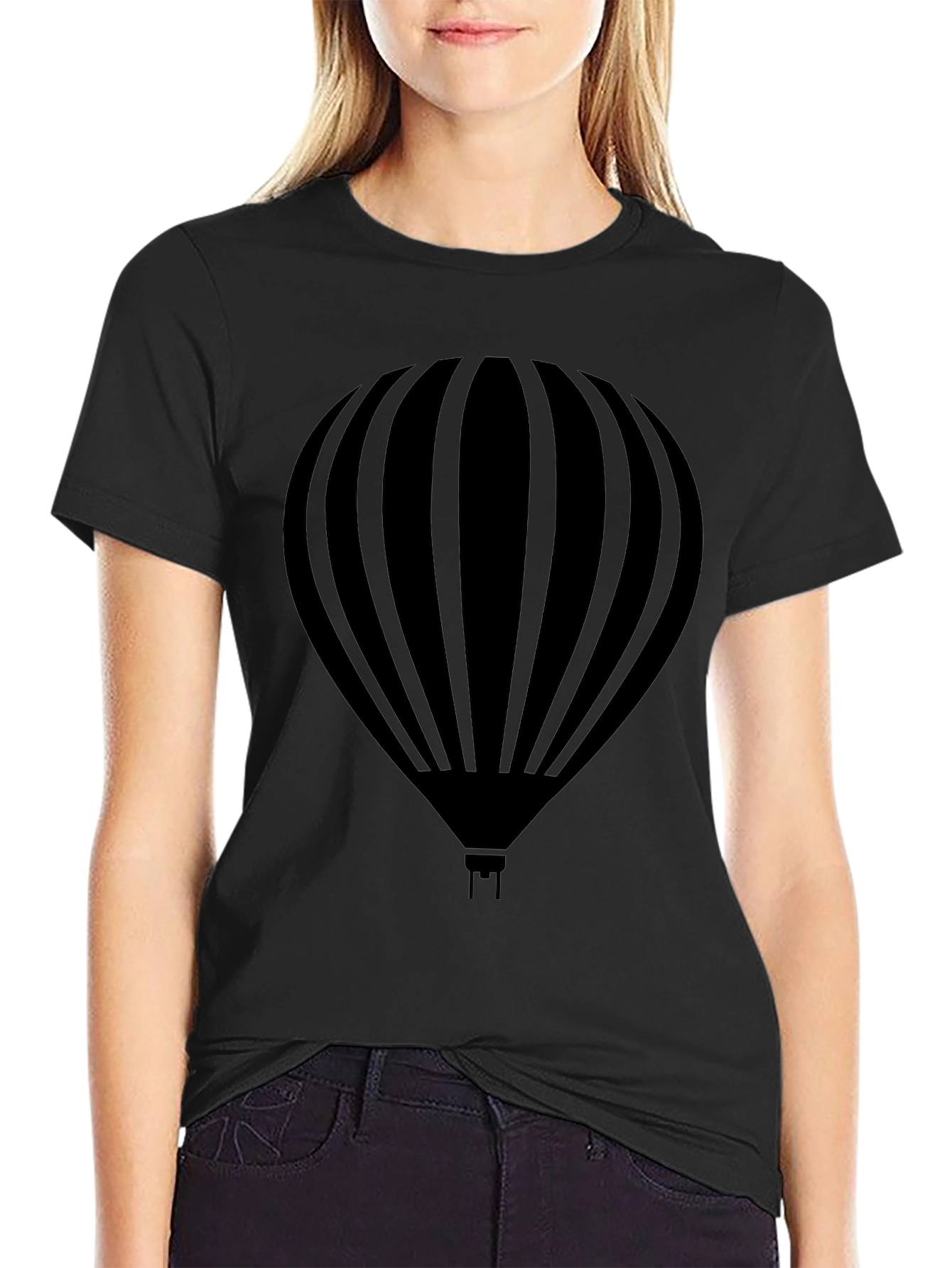 Mens Black Hot Air Balloon Graphic Tee