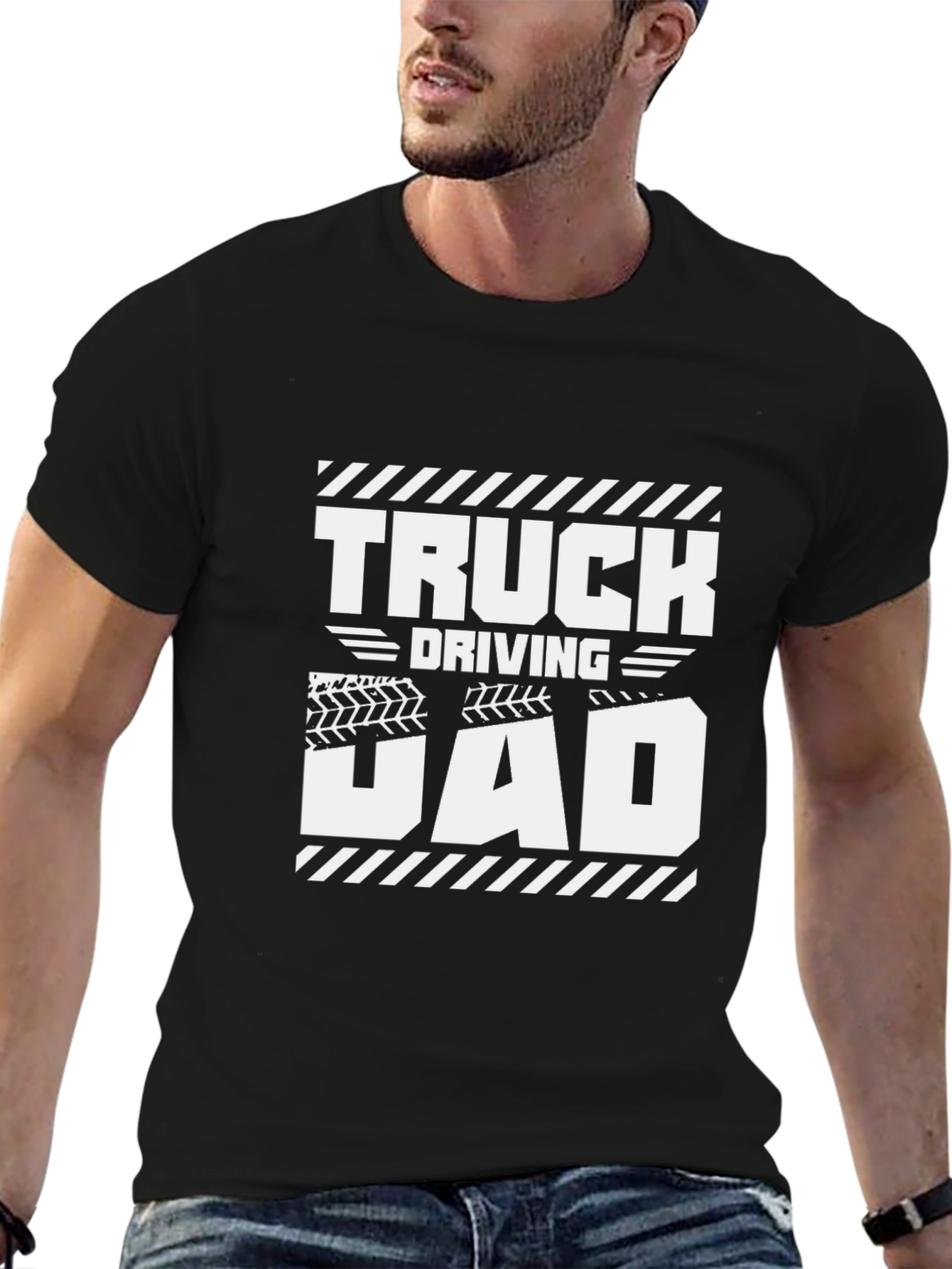 Truck Driving Dad Black Graphic T-Shirt