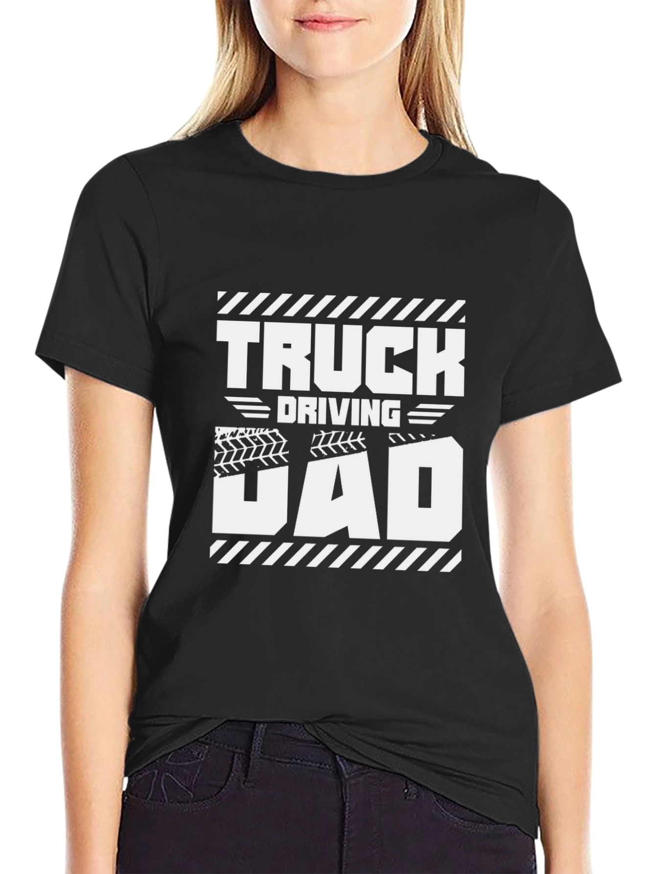 Truck Driving Dad Black Graphic T-Shirt