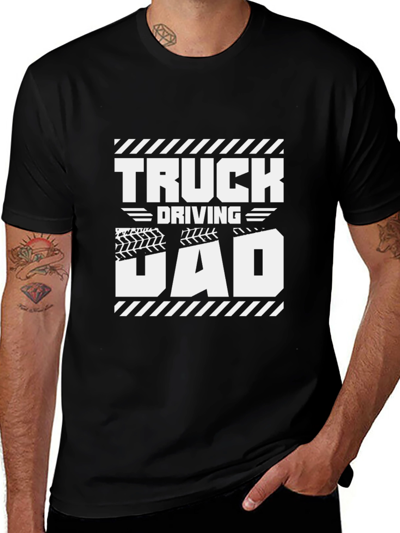 Truck Driving Dad Black Graphic T-Shirt