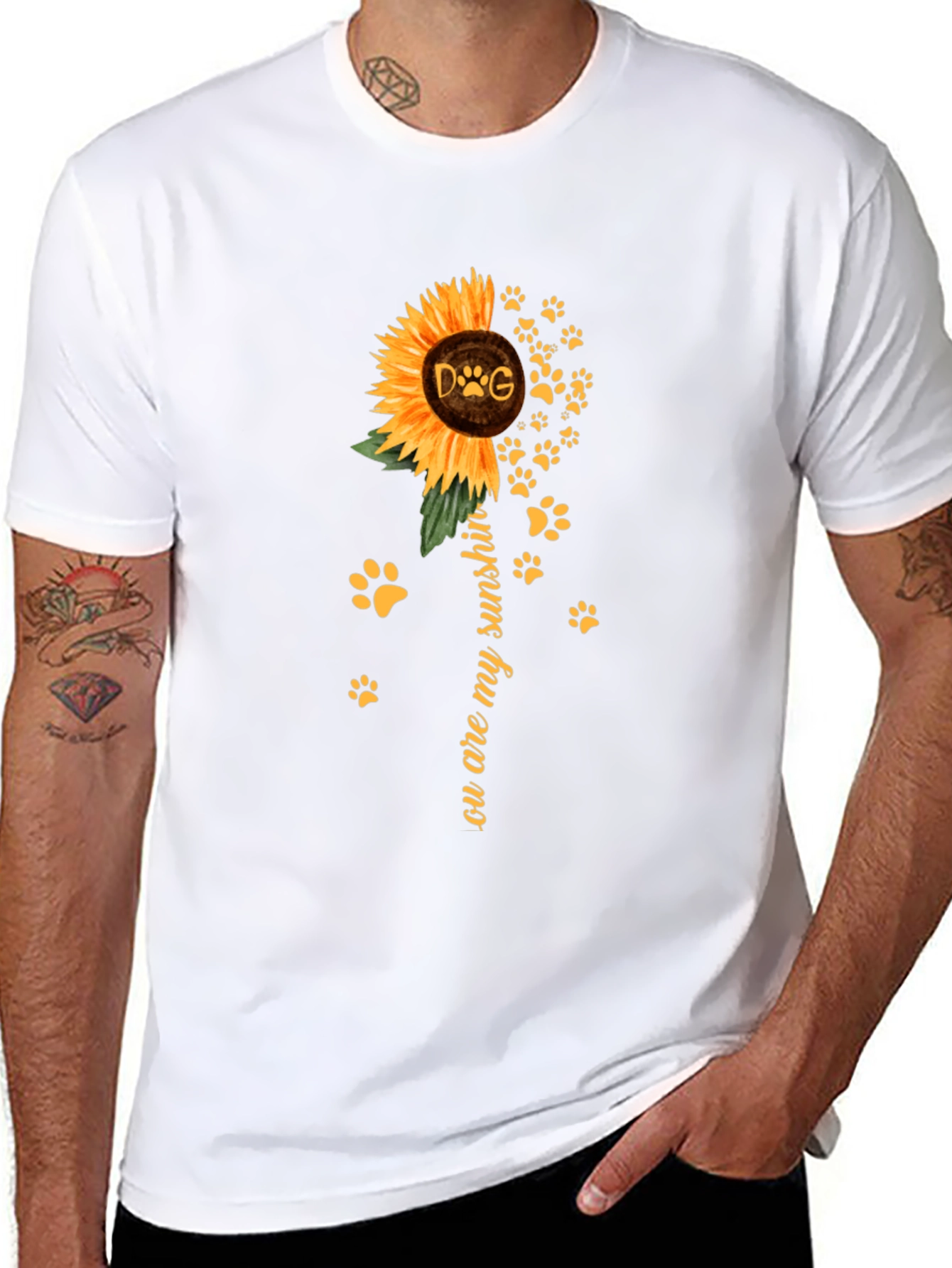 Dog Sunflower Paw Print Tee