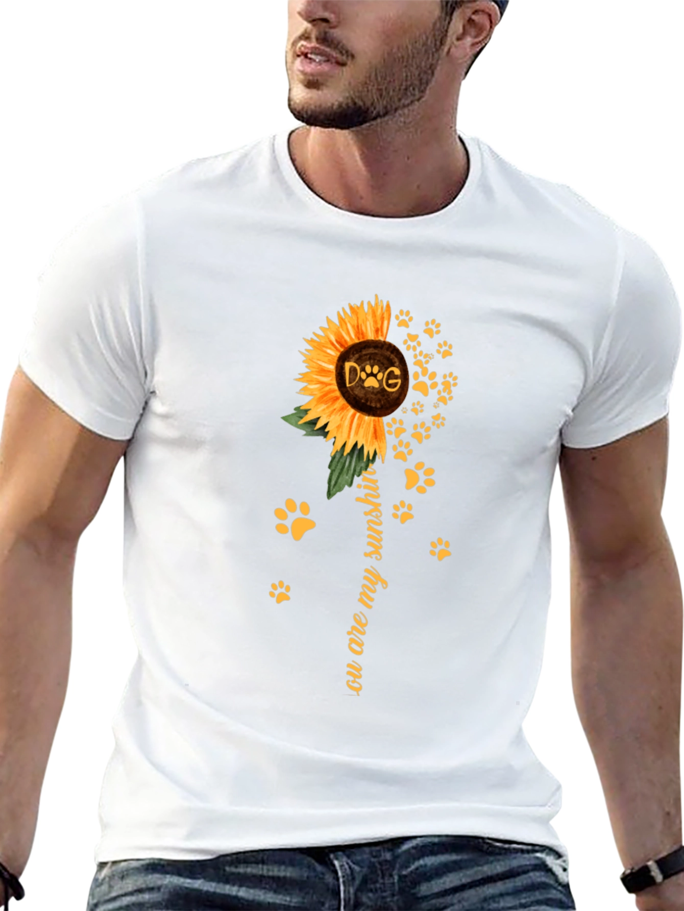 Dog Sunflower Paw Print Tee