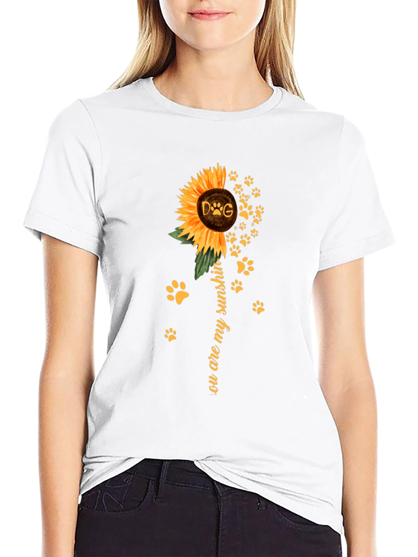 Dog Sunflower Paw Print Tee