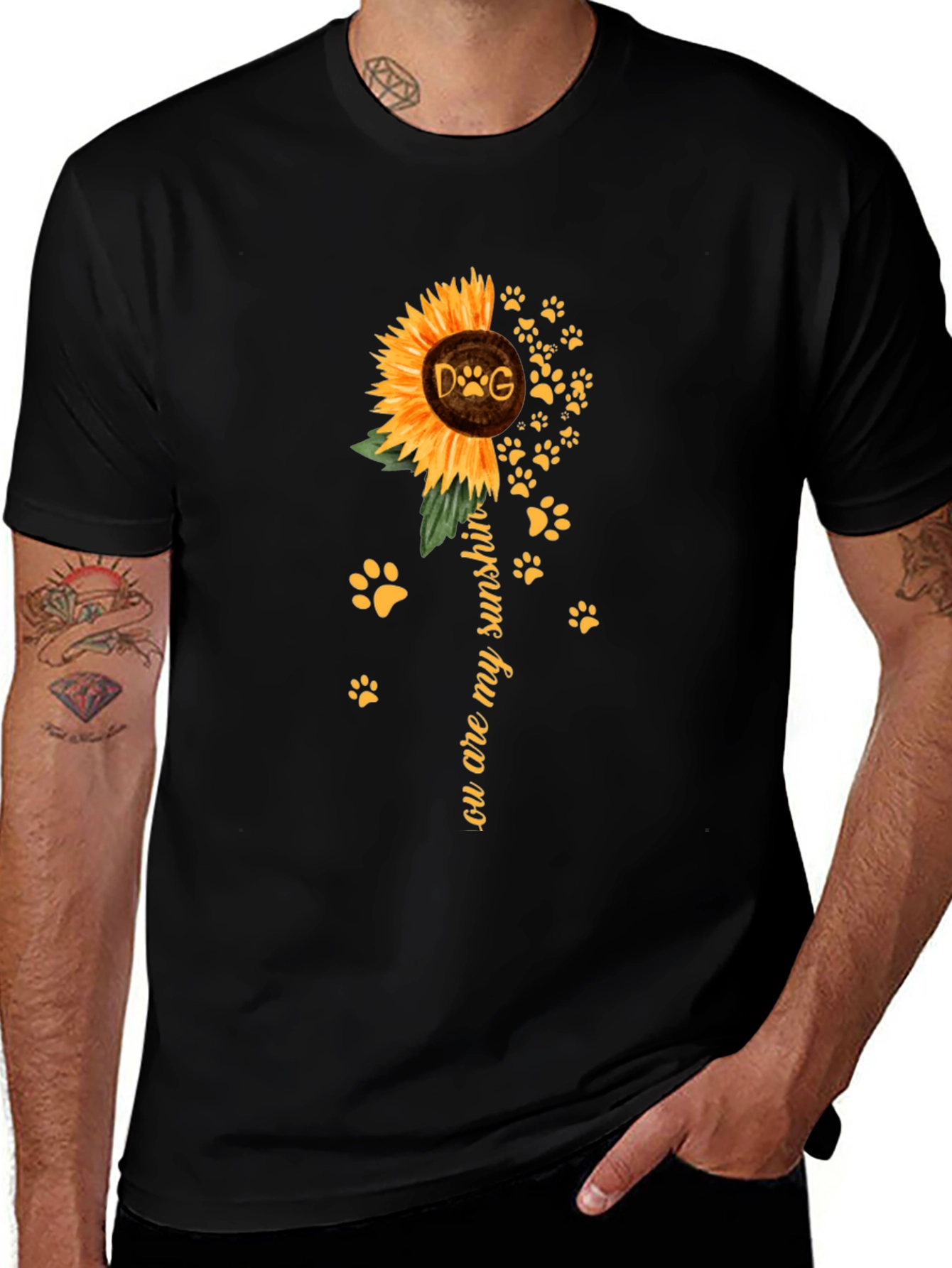 Dog Sunflower Paw Print Tee