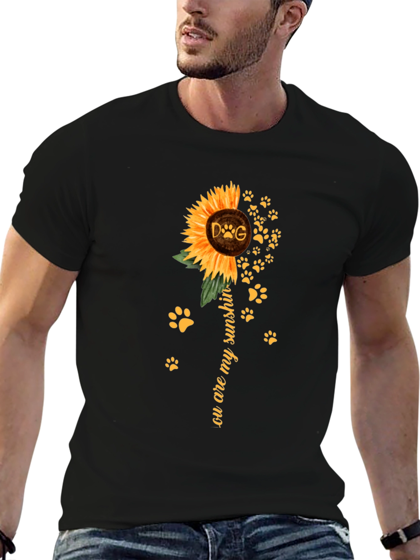Dog Sunflower Paw Print Tee