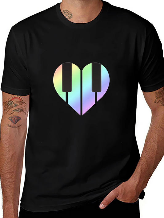 Heart Piano Keys Graphic Tee - Black