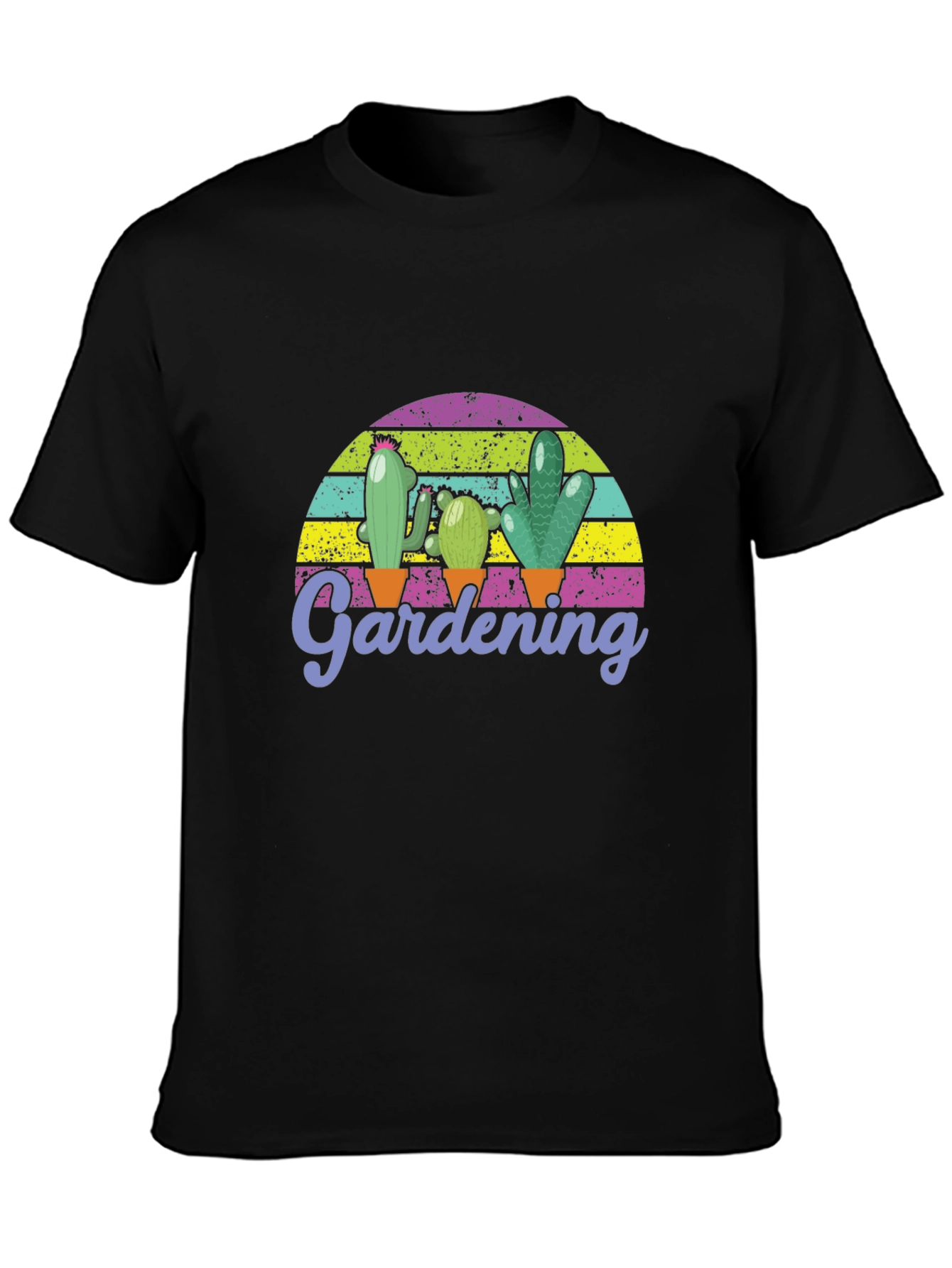 Gardening Cactus Graphic T-Shirt - Black