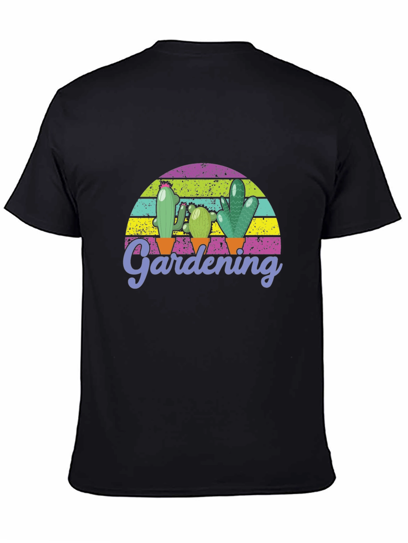 Gardening Cactus Graphic T-Shirt - Black