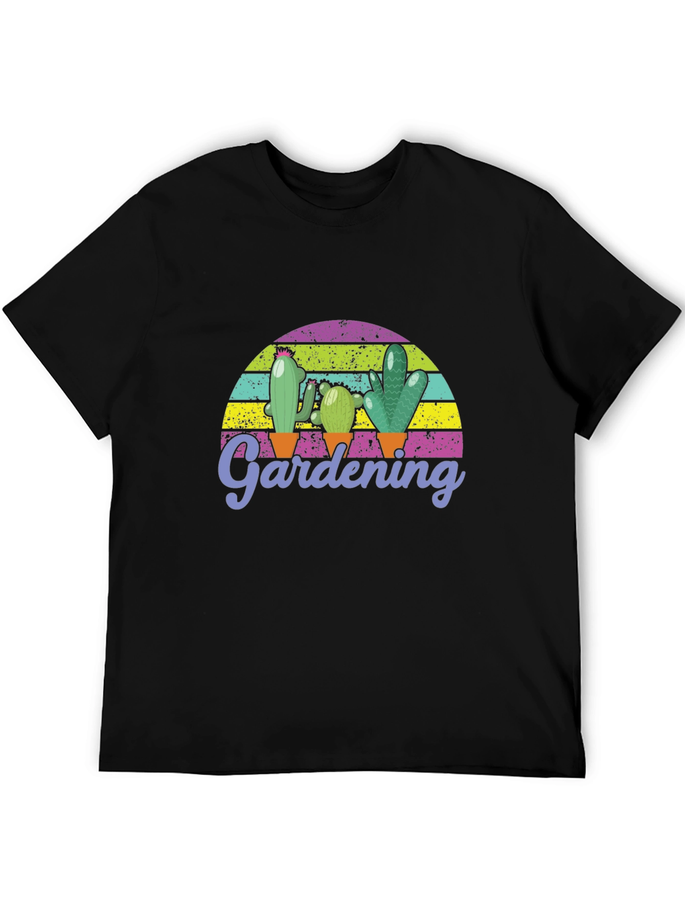 Gardening Cactus Graphic T-Shirt - Black
