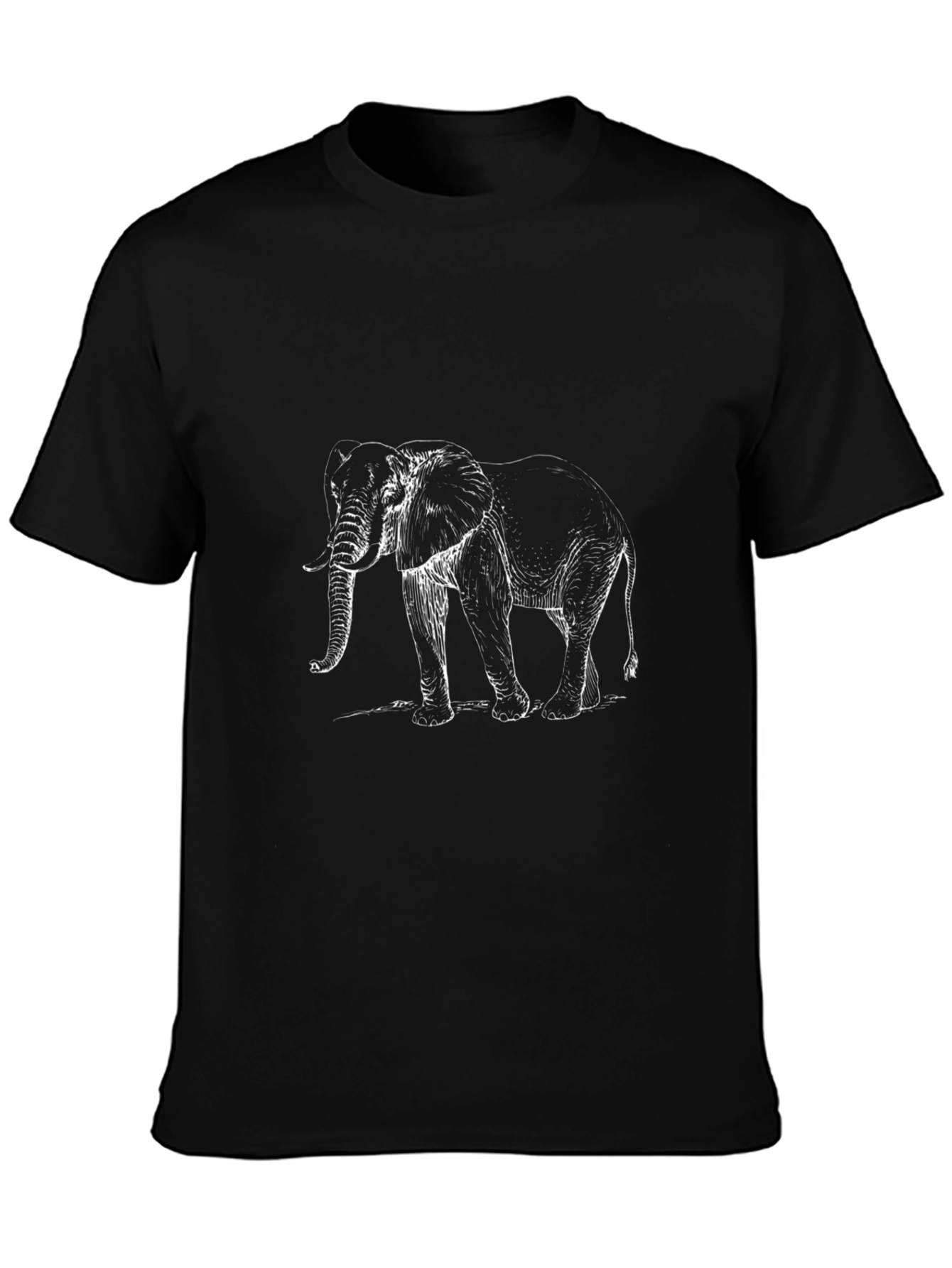 Elephant Sketch Graphic Tee - Black