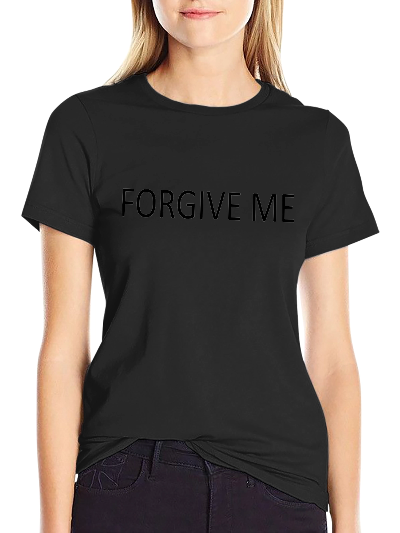Forgive Me Graphic Tee - Black Cotton Blend