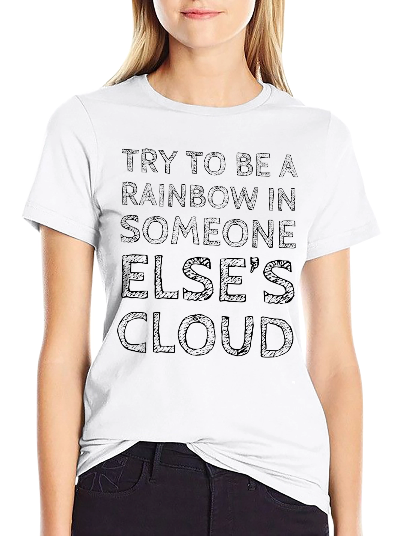 Inspirational Rainbow Cloud Graphic T-Shirt