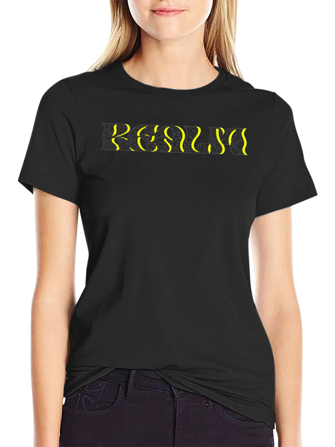 Abstract Text Black T-Shirt