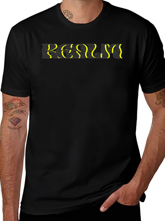 Abstract Text Black T-Shirt