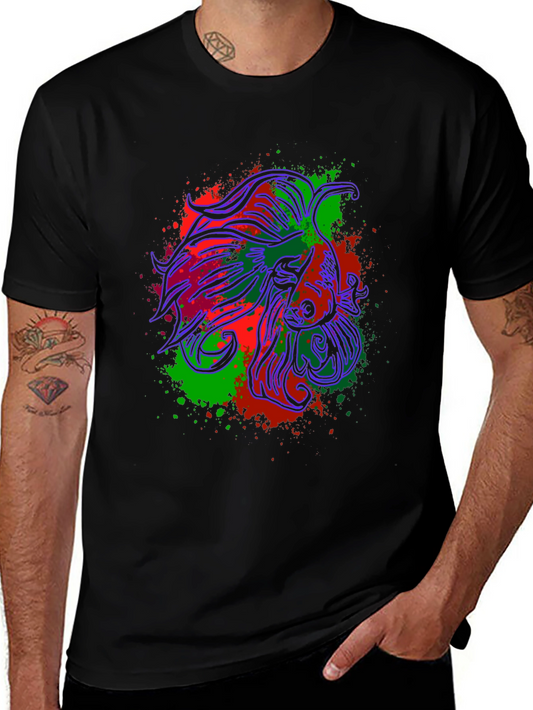 Betta Fish Graphic Tee - Mens Black Cotton T-Shirt